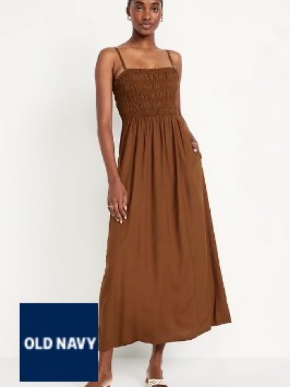Old Navy Brown Smocked Bodice Maxi Dress